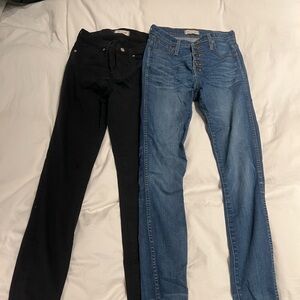 Madewell Lot of 2 pairs Blue and Black Denim Skinny Jeans Size 27 T